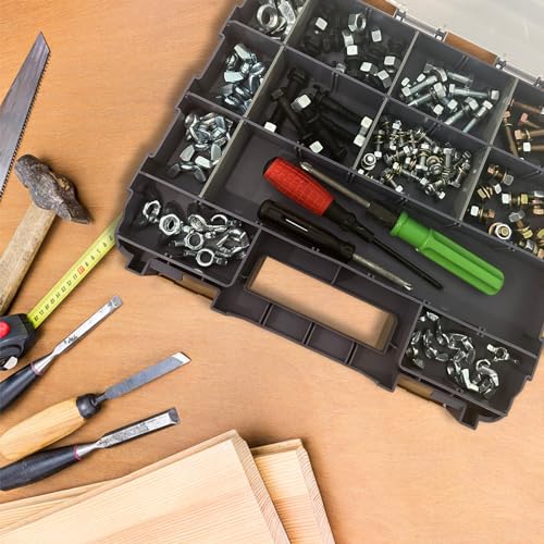 Easily Double Side Tool Box Organizer, Hardware Storage Box, Portable Small Parts Organizer with Removable Plastic Dividers for Screws, Nuts, Nails, Bolts, Green - Image 3