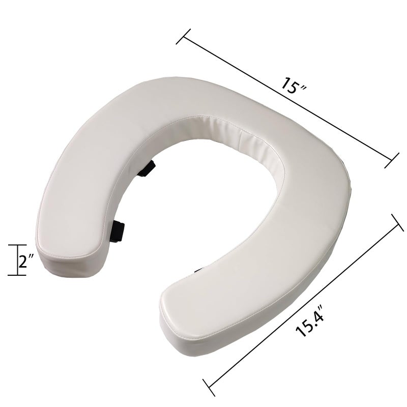 DOMSCIEN Padded Toilet Seat Cushion with 2-Inch High-Density Foam u0026 Waterproof PU Fabric, U-Shape Padded Toilet Cushion - Secure Hook u0026 Loop Tape, Fits Standard/Elongated Toilets (Beige) - Image 2