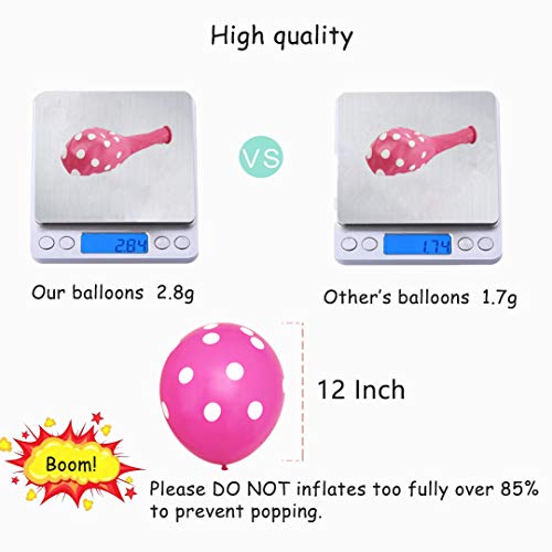 EASTiii Party Balloons 12inch Pink Polka Dot Balloons Party Decoration Compatible Wedding Birthday Baby Shower Graduation party Christmas Party 100 Pcs - Image 5