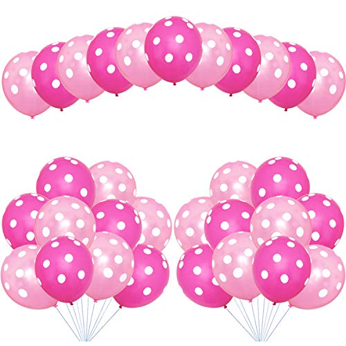 EASTiii Party Balloons 12inch Pink Polka Dot Balloons Party Decoration Compatible Wedding Birthday Baby Shower Graduation party Christmas Party 100 Pcs - Image 1