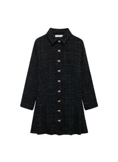 SAW Fast Selling Womens Clothing European And American Style Elegant Lapel Bowknot Dress Cross-Border Independent Station Black