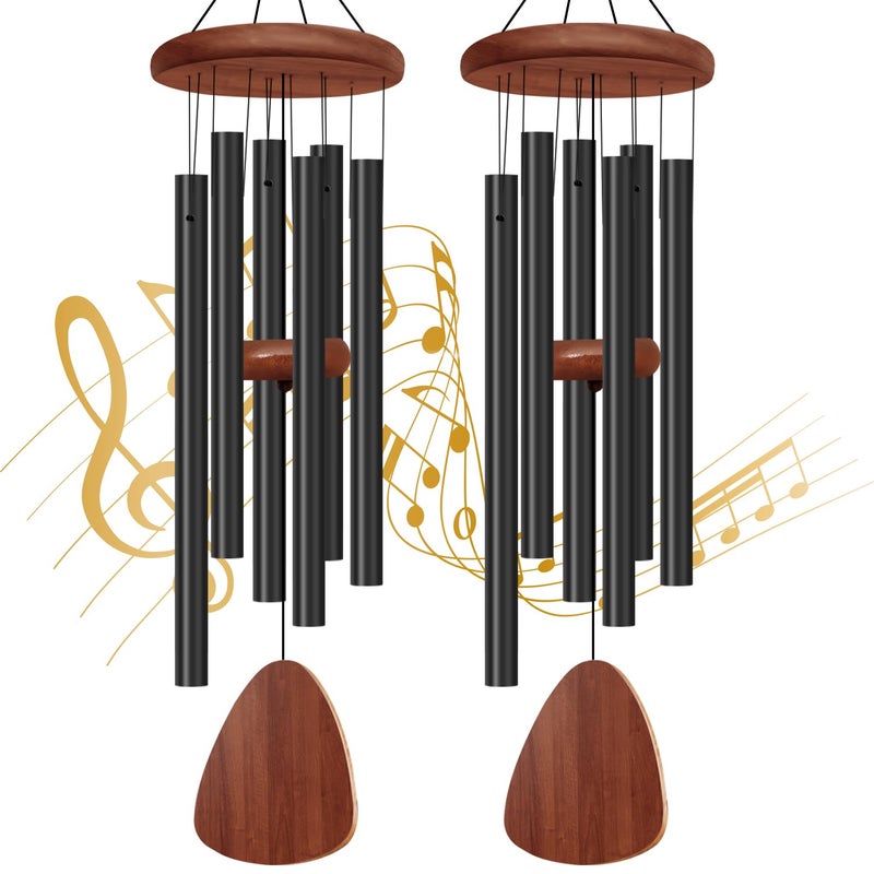 tujol 2 Pack Wind Chimes for Outside, Memorial Wind Chimes with 6 Aluminum Tubes, Sympathy Wind Chime Outdoor Gift Decoration for Garden Patio Yard - Image 1