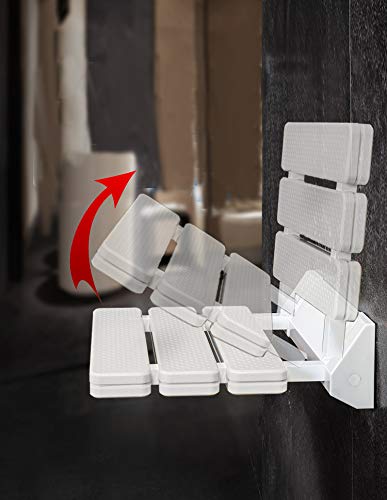 Aquieen Wall Mounted Folding Shower Seat (ABS) (White) (13") - Image 2
