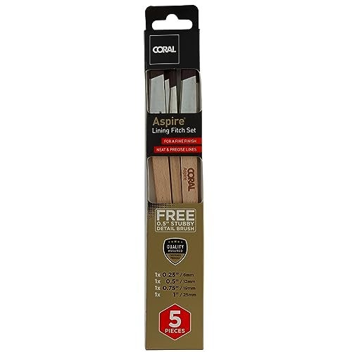 CORAL Aspire PaintBrush Professional Ultra Smooth Silk Tip FSC 5 Piece Pack 025 05 075 1 05 Stubby Lining Fitch Set 33749 - Image 3