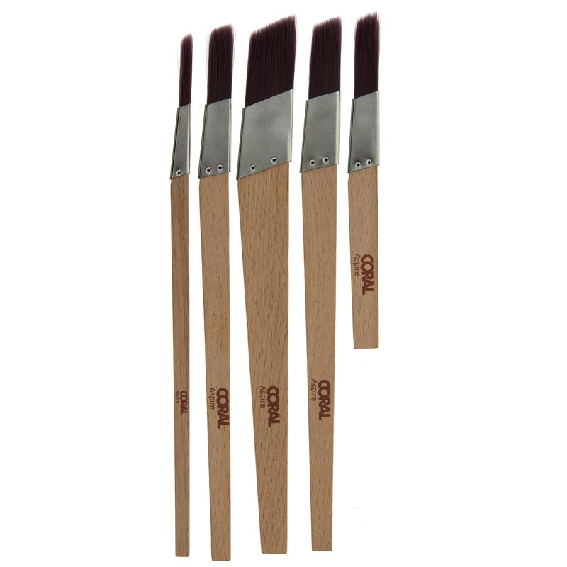 CORAL Aspire PaintBrush Professional Ultra Smooth Silk Tip FSC 5 Piece Pack 025 05 075 1 05 Stubby Lining Fitch Set 33749 - Image 2