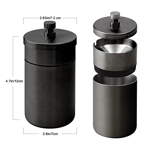 EOCICI Car Ashtray with Lid Smell Proof Stainless Steel Auto Ashtrays Portable Smokeless Detachable Windproof Extinguished Butt Bucket Ash Tray for Car Cup Holder (Black) - Image 5