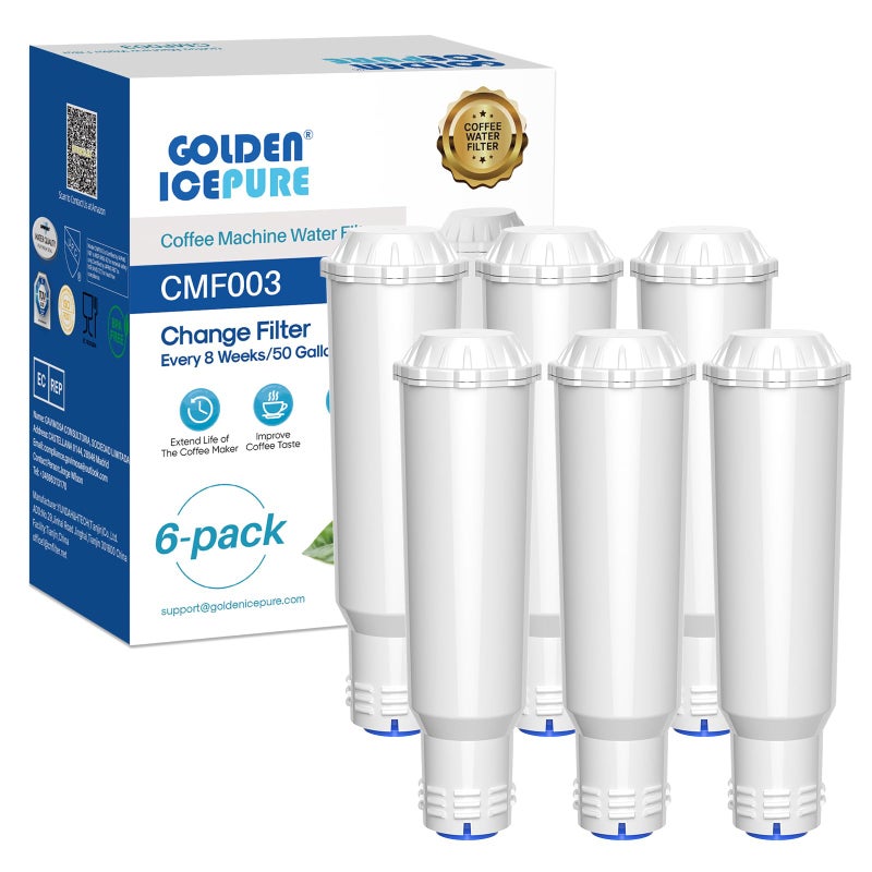 GOLDEN ICEPURE Coffee Machines Water Filter Compatible with Krups F088 Pro AquaAEGBoschSiemensNivona6PiecesCaution Not Suitable for Jura White