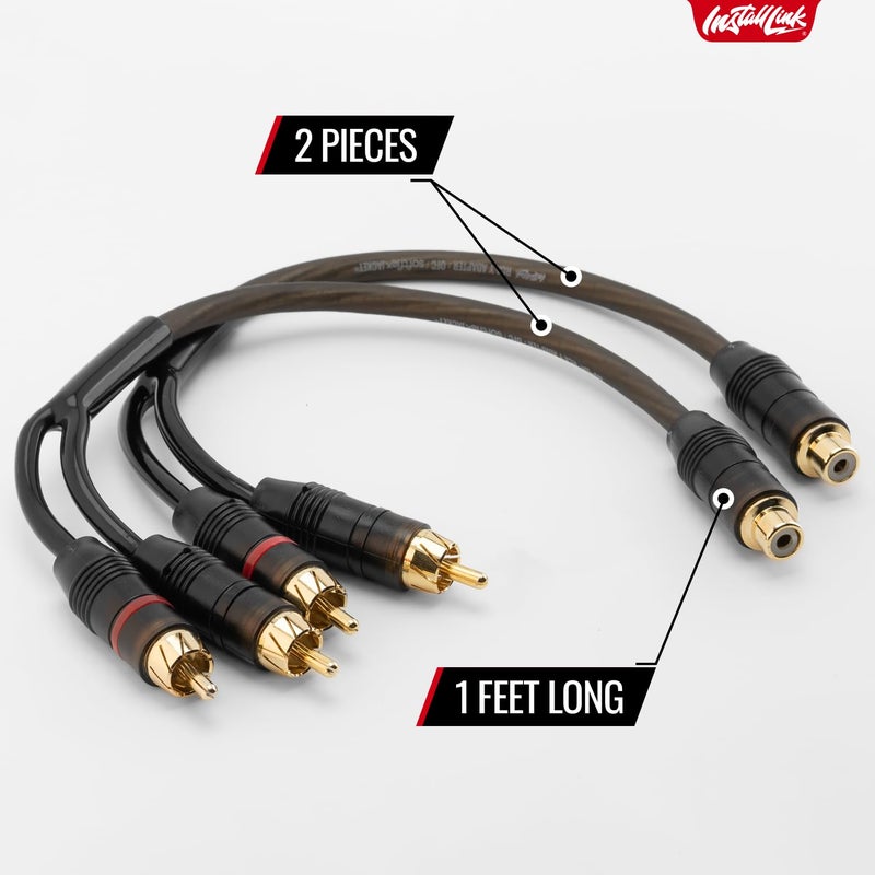 Install Link RCA Audio Cable for Subwoofer or Stereo Cable, Y Adapter 1-Female to 2-Male Splitter, 2pk - Image 4