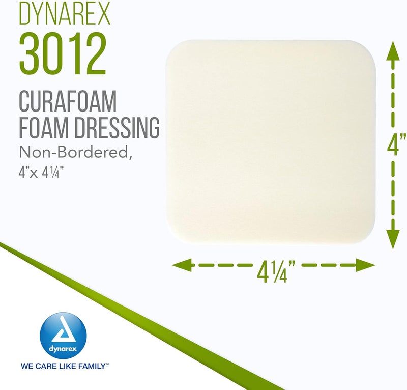 Dynarex 3012 CuraFoam Foam Dressing NonBordered Sterile Provides Cushioned and Moist Wound Care 4 x 425 Pack of 10 - Image 2