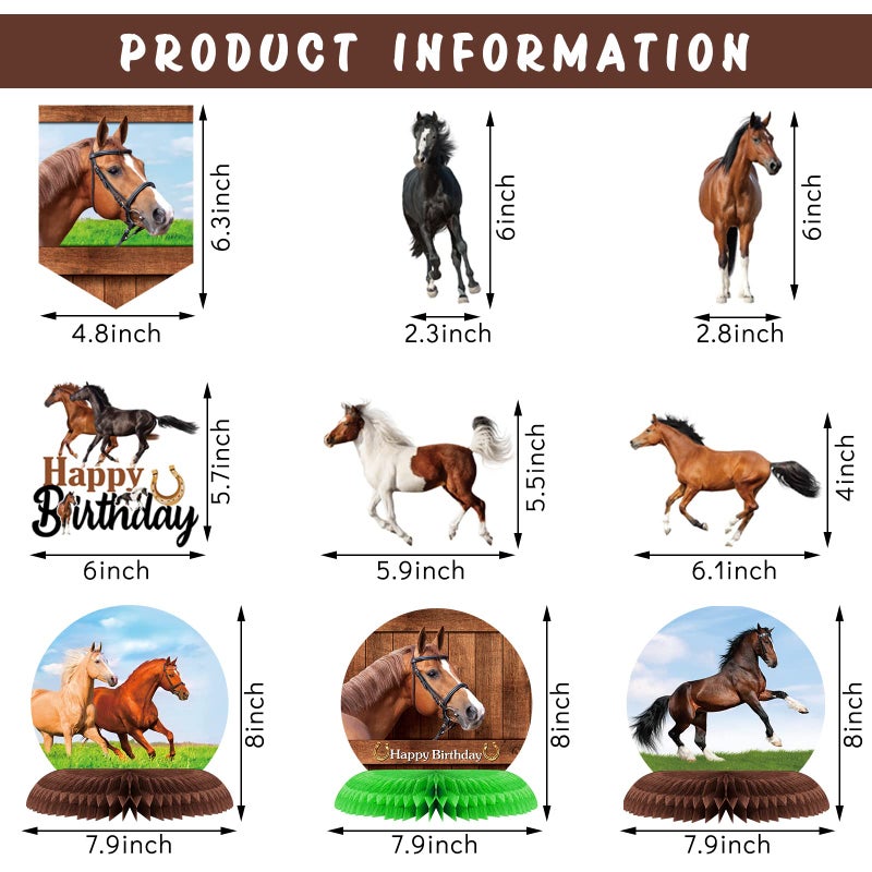 Tinlade 29 Pieces Horse Party Decorations Horse Birthday Banners cowboy Hanging Swirls Hanging Cards Cupcake Toppers Honeycomb Centerpiece for Birthday Party Supplies - Image 2