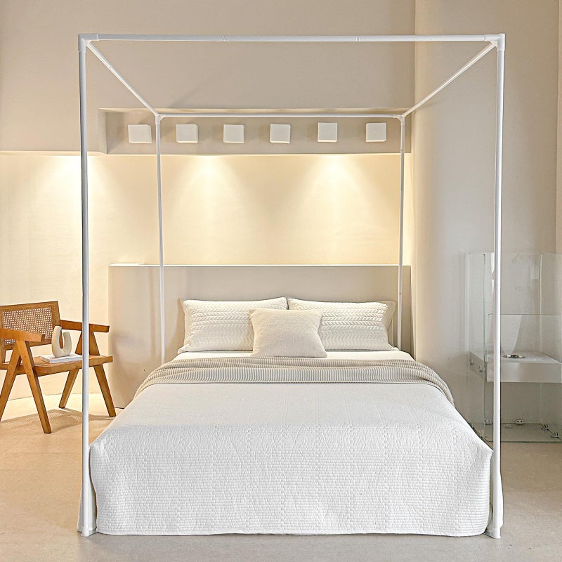 AIKASY Premium Canopy Bed Frame Posts for Queen Size Beds - Sturdy Metal Poles, Four Corner Bed Brackets - Perfect Addition to Metal and Wood Bed Frames for Bedroom Decor Upgrade (White) - Image 2