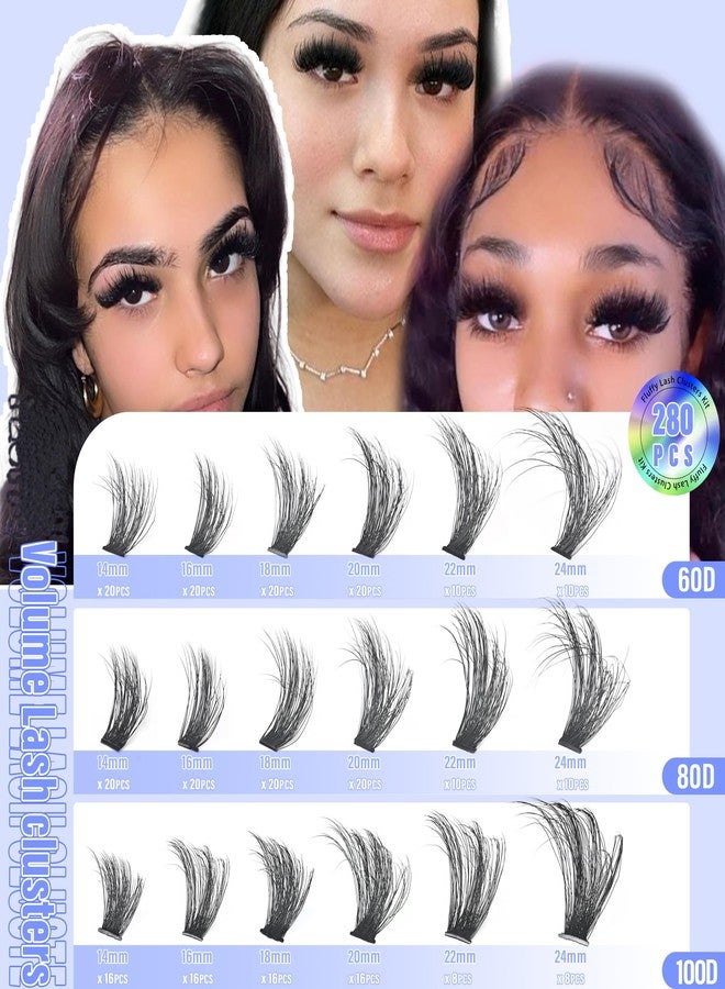 Yaiseiko 60+80+100D Lash Clusters Kit Eyelash Extension Kit DIY Lash Extension Kit 280 PCS Lashes Clusters Cluster with Lash Bond and Seal Lash Applicator for Lash Extensions by Yaiseiko(14-24MM) - Image 5