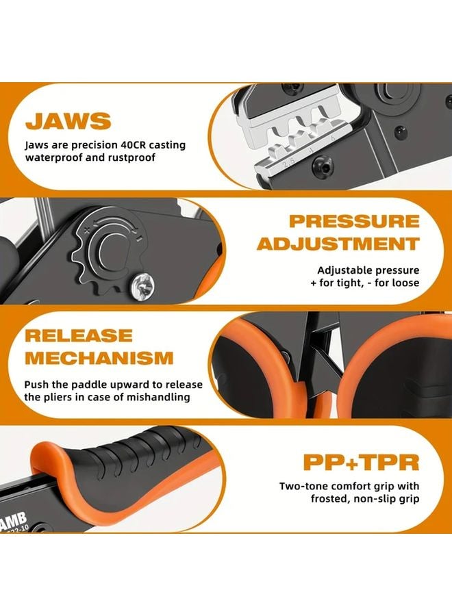 مجموعة أدوات كبس HS Series، 6 قطع، أداة كبس الأسلاك غير المعزولة ذات خاصية القفل - Image 5