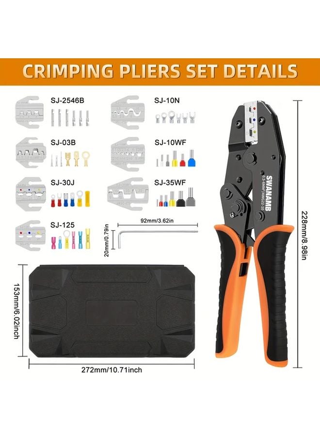 مجموعة أدوات كبس HS Series، 6 قطع، أداة كبس الأسلاك غير المعزولة ذات خاصية القفل - Image 2