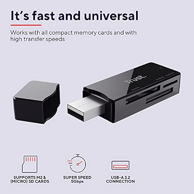 Trust NANGA USB 3.1 MEMORY CARD READER (BLACK) - Image 2