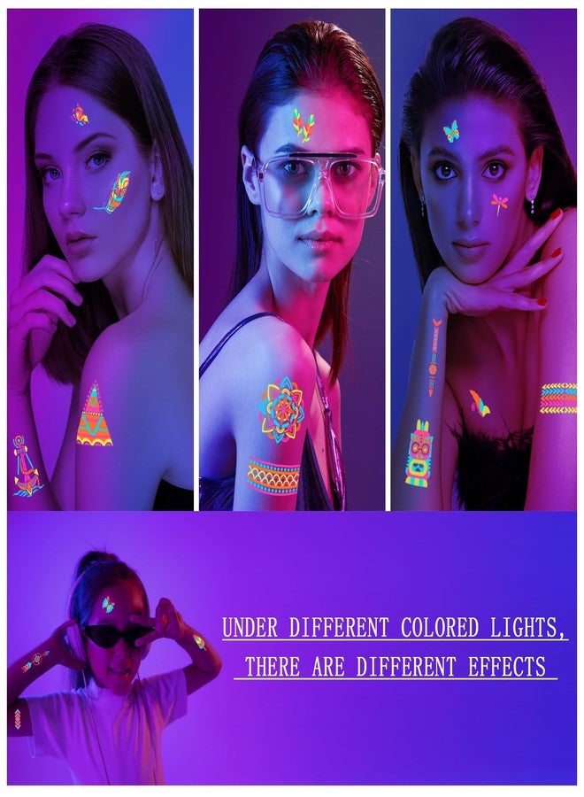 SOOVSY 201pcs Glow In the Dark Tattoos for Party Supplies, Glow Temporary Tattoos Under Neon UV Blacklight for Kids Teens and Adult, Glow in The Dark Party Decorations, Glow Party Favors - Image 3