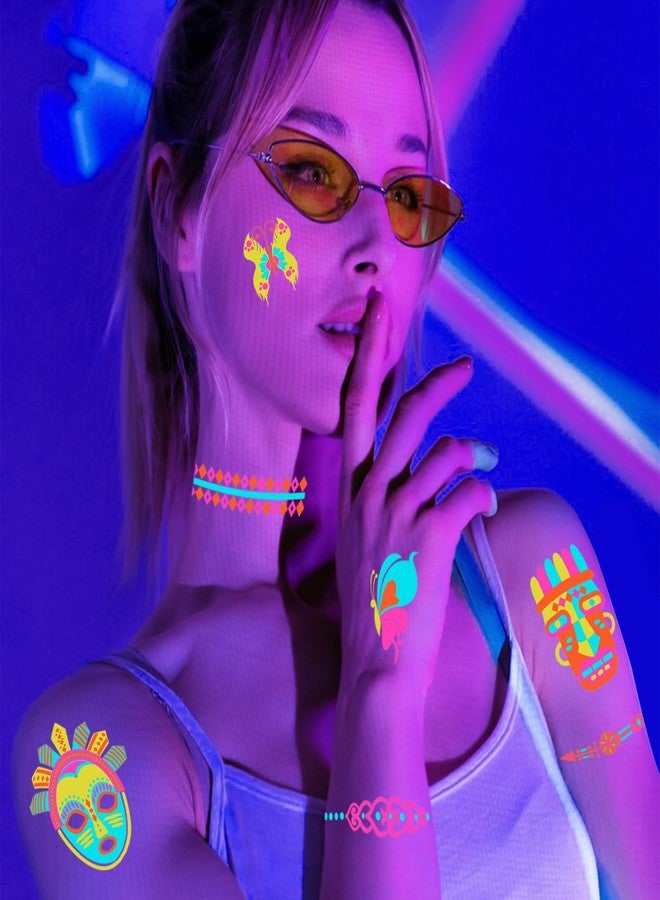 SOOVSY 201pcs Glow In the Dark Tattoos for Party Supplies, Glow Temporary Tattoos Under Neon UV Blacklight for Kids Teens and Adult, Glow in The Dark Party Decorations, Glow Party Favors - Image 5