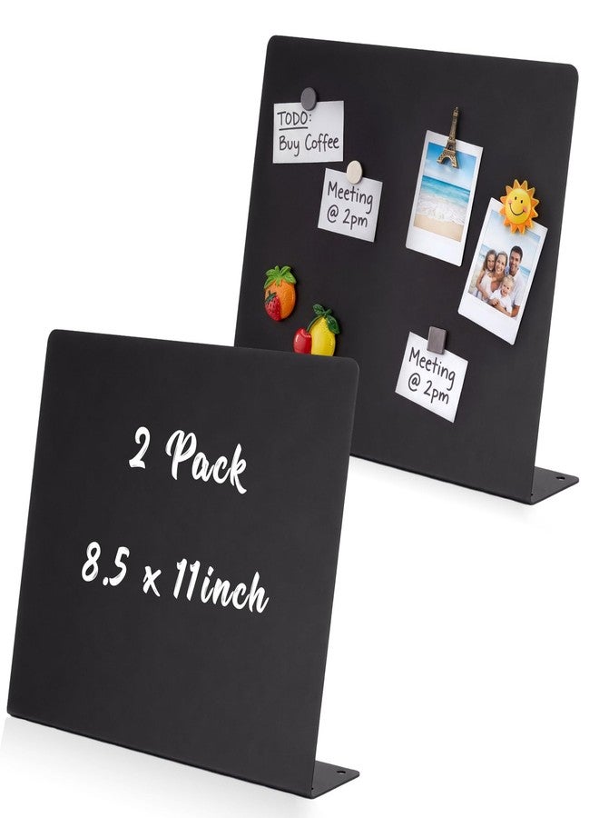 LEIFIDE 2 Pcs Black Magnet Boards Magnetic Bulletin Board Announcement Wave-Shaped Magnetic Display Board Stand Metal Desktop Memo for Menus Dining Table Home School Kitchen Office (12.6 x 11 Inch) - Image 1