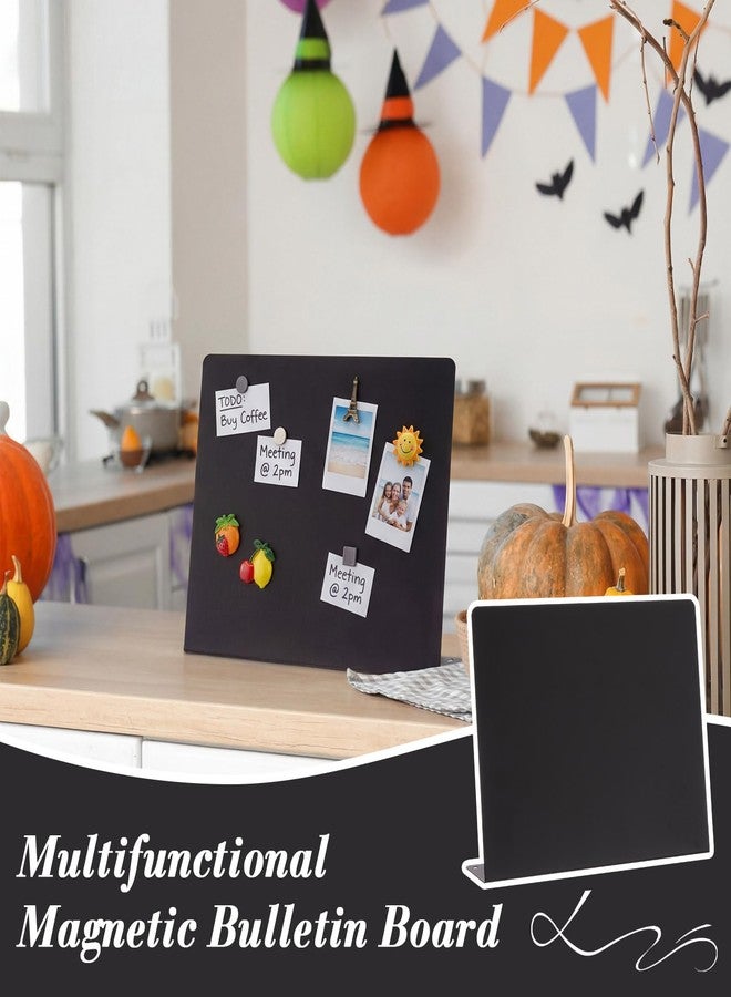 LEIFIDE 2 Pcs Black Magnet Boards Magnetic Bulletin Board Announcement Wave-Shaped Magnetic Display Board Stand Metal Desktop Memo for Menus Dining Table Home School Kitchen Office (12.6 x 11 Inch) - Image 5