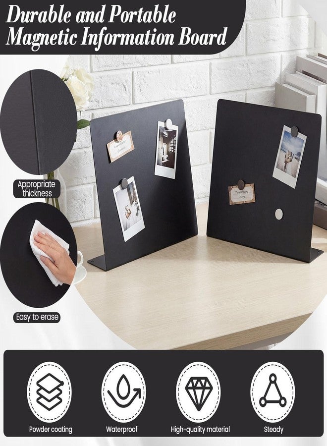 LEIFIDE 2 Pcs Black Magnet Boards Magnetic Bulletin Board Announcement Wave-Shaped Magnetic Display Board Stand Metal Desktop Memo for Menus Dining Table Home School Kitchen Office (12.6 x 11 Inch) - Image 3