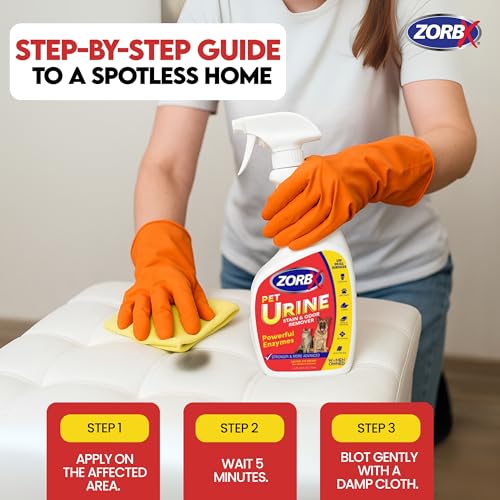 ZORBX Pet Urine Stain and Odor Remover Spray 24 FL Oz - Dog, Cat Urine Enzyme Odor Destroyer - Perfect Solution for Unpleasant Urine Odor and Stain Remover - Hardwood Floors & Carpet Cleaner - Image 3