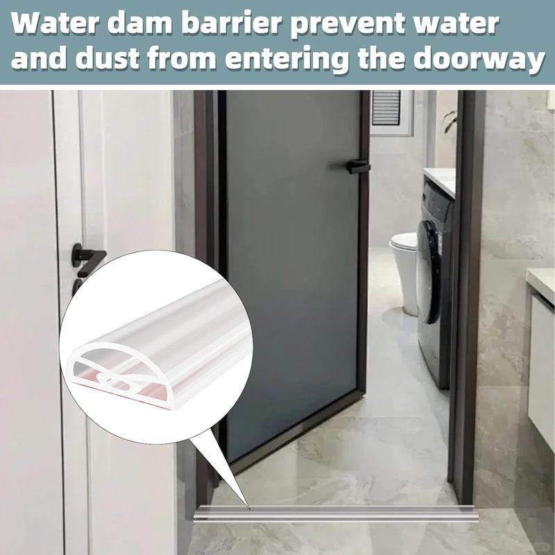 Conwang Store 118Inch New Shower Threshold Water Dam Barrier,Collapsible Self-Adhesive Silicone Shower Water Guard for Bathroom Bathtub and Kitchen,Shower Water Blocker Suitable for Wheelchair Acces(Transparent) - Image 4