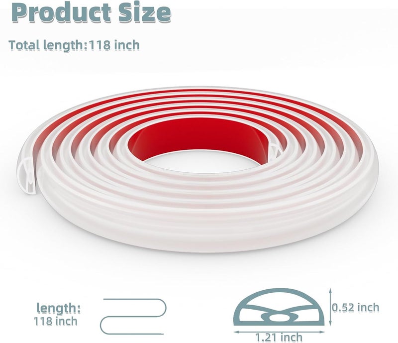 Conwang Store 118Inch New Shower Threshold Water Dam Barrier,Collapsible Self-Adhesive Silicone Shower Water Guard for Bathroom Bathtub and Kitchen,Shower Water Blocker Suitable for Wheelchair Acces(Transparent) - Image 2