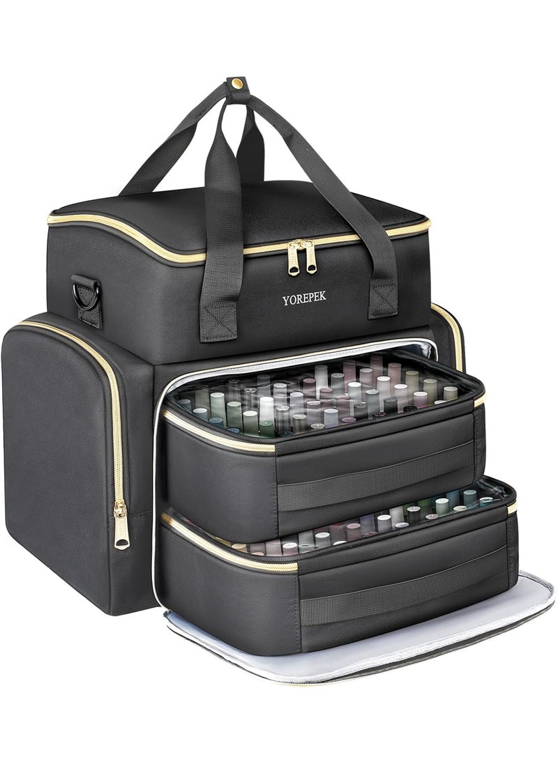 Yorepek - YOREPEK Extra Large Nail Polish Organizer Case Holds 96 to 100+ Bottles (15ml/0.5 fl.oz) UV lamp, Gel Polish Travel Case Bag with 2 Removable Pouches Fits Nail Suppiles, Gift for Manicurist, Grils - Image 1