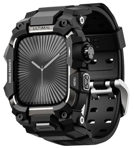 ULTIMAL Rugged Case with Band for Apple Watch Series 11/10 46mm,Compatible with Apple Watch, Military Grade Shockproof Bumper Cover for iWatch Tactical Band Men (46mm,Black) - Image 1