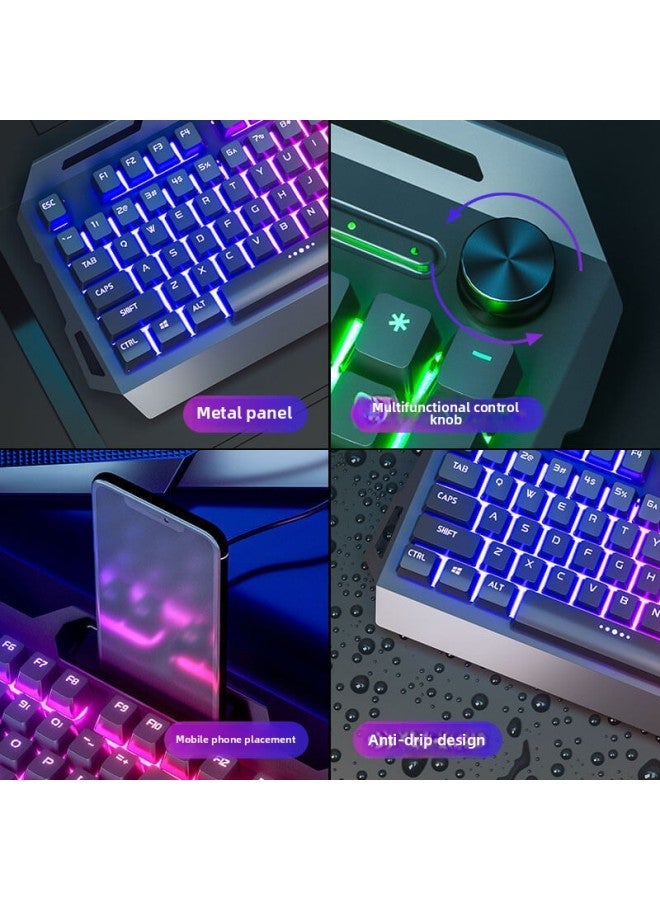Loquat YK845 Wired Luminous Keyboard Mouse Headset Three-piece Set Electric Competition Mechanical Feel Computer Notebook Wholesale-Color:YK845-White Mixed Light 【Three-Piece Keyboard Mouse Headset】 With K  - Image 3