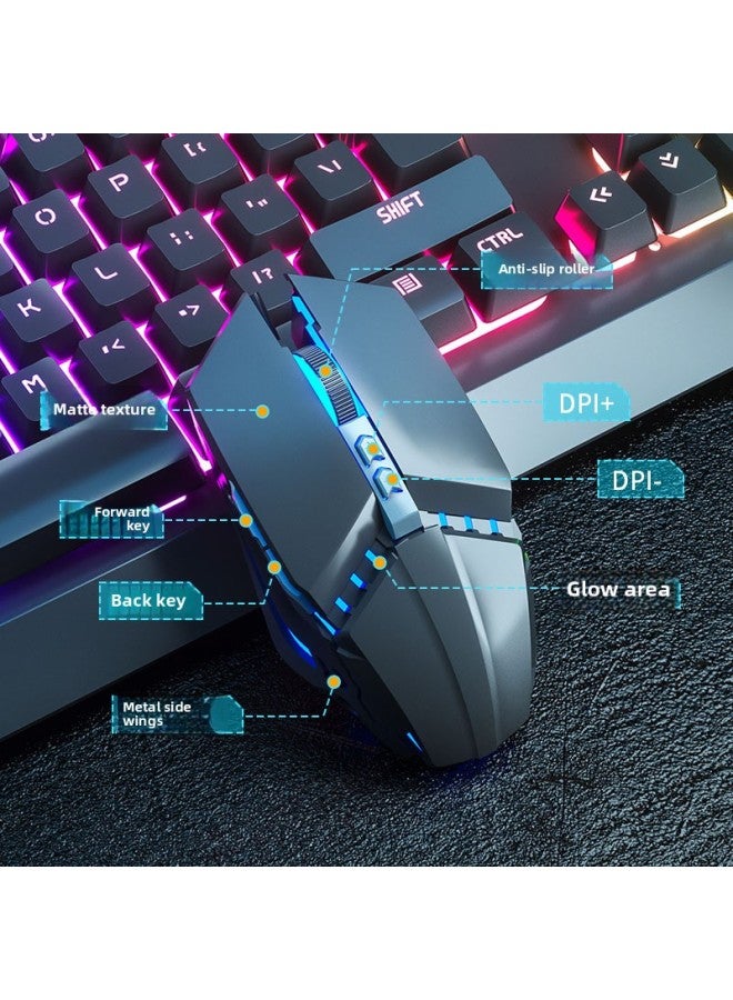 Loquat YK845 Wired Luminous Keyboard Mouse Headset Three-piece Set Electric Competition Mechanical Feel Computer Notebook Wholesale-Color:YK845-White Mixed Light 【Three-Piece Keyboard Mouse Headset】 With K  - Image 4