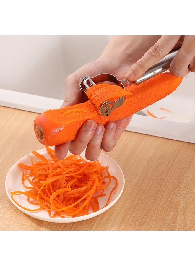 Vruta 3 in 1 Stainless Steel Julienne Vegetable Peeler Perfect for Carrot Potato Melon Gadget Vegetable Fruit Slicer Double Planing Cutter Potato Carrot Grater - Image 2