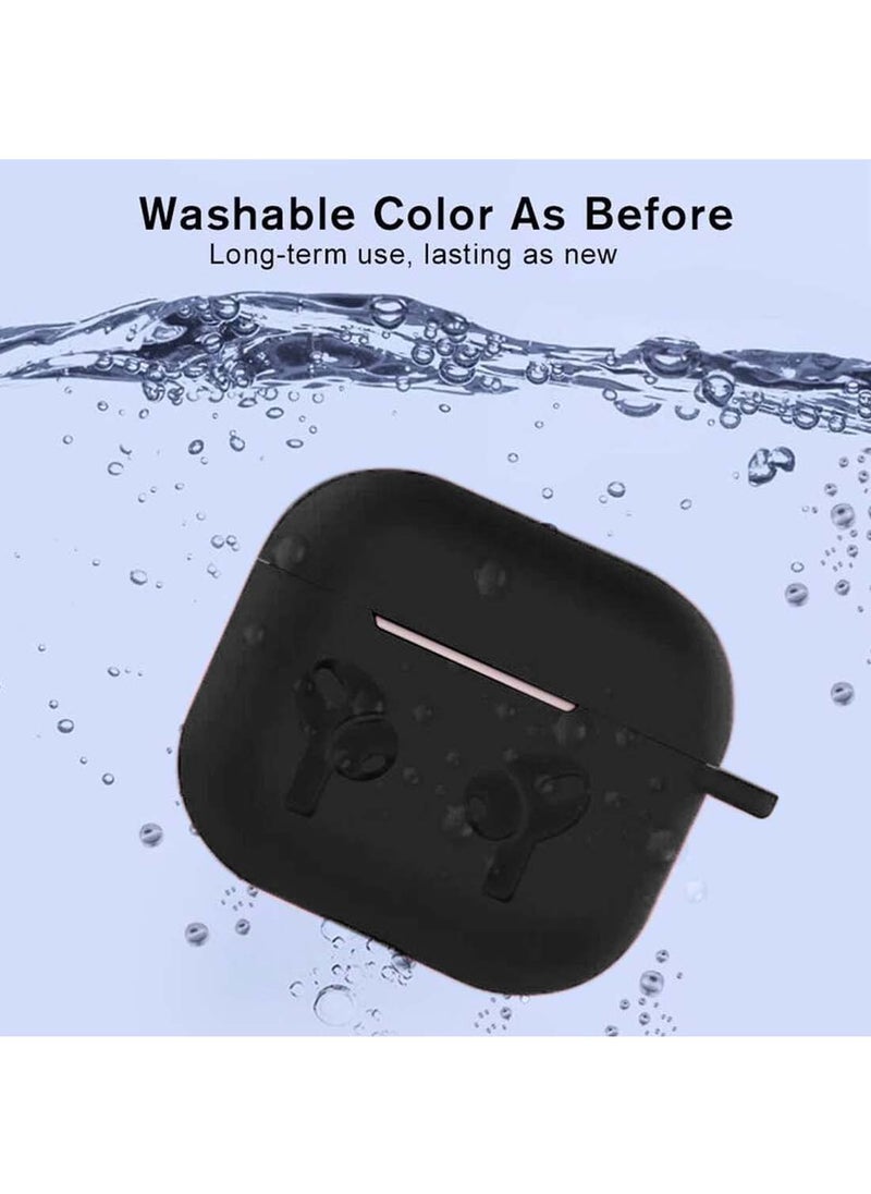 Wtech - AirPods Case Protective Liquid Silicone Skin Cover Case Compatible with Apple AirPods 4 - Black - Image 1