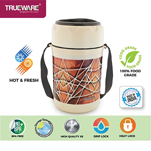 Trueware Trendy 4 Lunch Box with 4 Stainless Steel Container,300ml X4 Blue | PU Insulated | Lunch Box | Tiffin | Hot Lunch Box | Leak Proof | Food Grade | BPA Free | Office | Outdoors | for Men,Women - Image 2