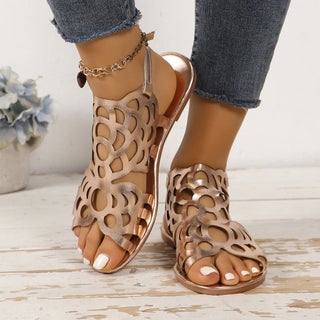 Womens Buckle Strap Sandals 2024 Summer New Foreign Trade plus size Flat Hollow Womens Beach Fish-toe Sandals Rose Gold - pzsku/Z5C8E6B6D2F589DAA2549Z/45/1746211472/86c5bd3a-e2bc-4b46-b611-78d1e16eb3ac