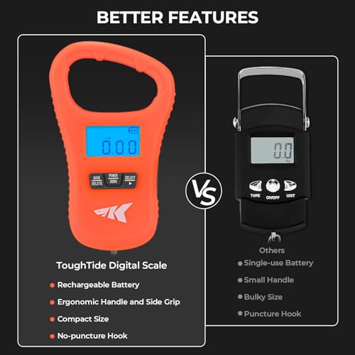 KastKing ToughTide USB Charging Fishing Scale 65lb Capacity UltraThin Digital Fish Scale LCD Display Ergonomic Handle Fish Scales Digital Weight Fishing Accessories for Men - Image 3
