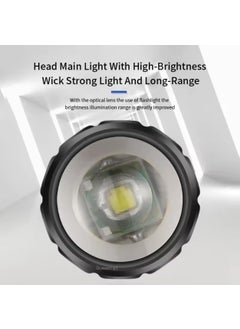 KhuHap KhuHap Tactical Flashlight Desk Lamp with Gift Box Focus Zoom Torch Light with 3 Modes Adjustable for Emergency and Activities USB Charging Black Metal Ideal for Emergency Outdoor Use  - Image 3