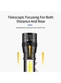 KhuHap KhuHap Tactical Flashlight Desk Lamp with Gift Box Focus Zoom Torch Light with 3 Modes Adjustable for Emergency and Activities USB Charging Black Metal Ideal for Emergency Outdoor Use  - Image 2