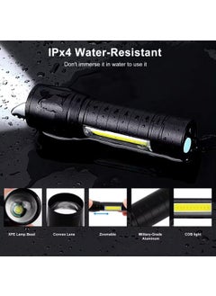 KhuHap KhuHap Tactical Flashlight Desk Lamp with Gift Box Focus Zoom Torch Light with 3 Modes Adjustable for Emergency and Activities USB Charging Black Metal Ideal for Emergency Outdoor Use  - Image 4