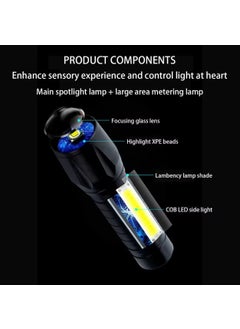 KhuHap KhuHap Tactical Flashlight Desk Lamp with Gift Box Focus Zoom Torch Light with 3 Modes Adjustable for Emergency and Activities USB Charging Black Metal Ideal for Emergency Outdoor Use  - Image 5