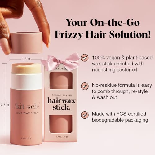 Kitsch Hair Wax Stick for Women & Men - Hair Slick Back Stick, Anti-Frizz and Fly Away Hair Tamer, No Residue Hair Finishing Stick for Flyaways, All Day Hold Styling Product for Smoothing Hair Strands - Image 3