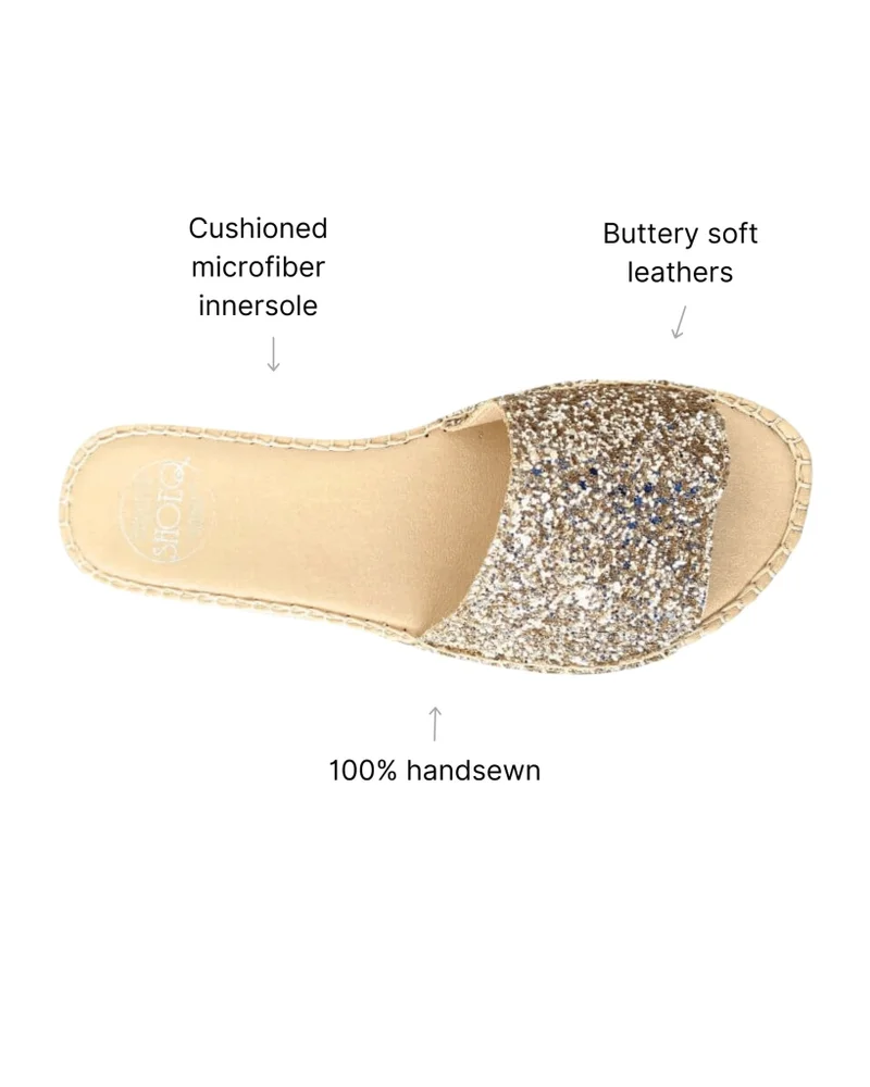SHOEQ Champagne Glitter Summer Espadrille for Women | Best Price UAE