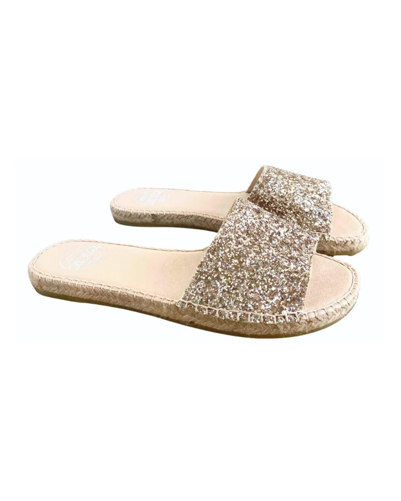 SHOEQ Champagne Glitter Summer Espadrille for Women | Best Price UAE