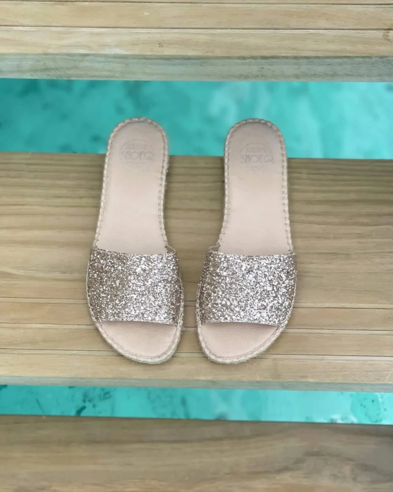 SHOEQ Champagne Glitter Summer Espadrille for Women | Best Price UAE