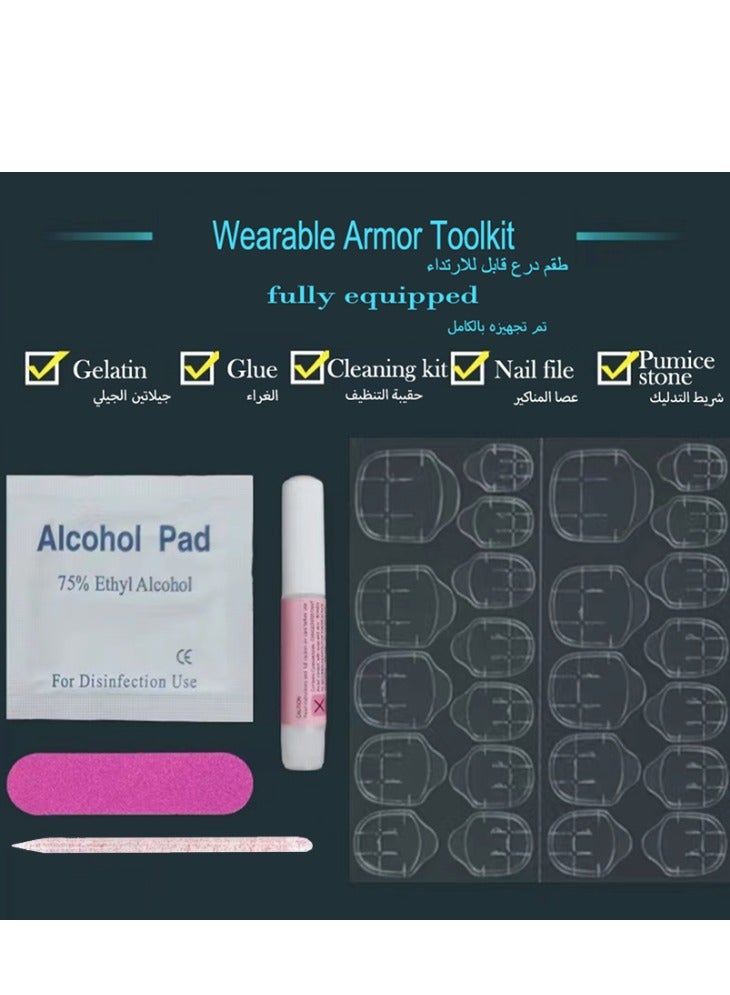 جوسكوين أظافر صناعية لاصقة، 24 قطعة، أظافر حمراء لعيد الحب، أظافر وردية متدرجة مع طباعة حيوانات، أظافر قابلة للإزالة مخصصة، أظافر أكريليك مع مجموعة غراء. - Image 4