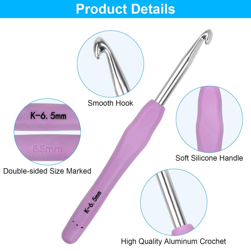 MECHEER Crochet Hooks 14 Sizes Crochet Hook Set, 53 Pack Yarn Crochet Kit for Beginners, Knitting Needles with Ergonomic Handles for Arthritic Hands, Crochet Needle Kit with Blue Case for Crocheters - Image 3