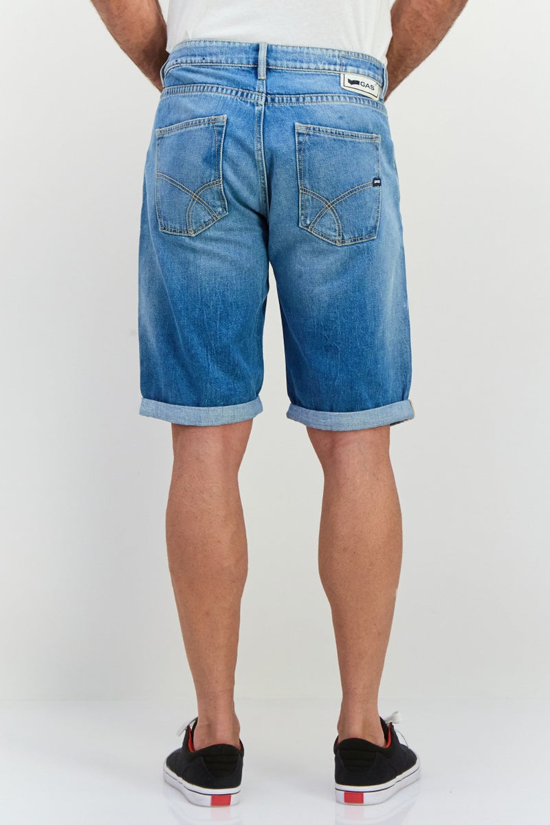 GAS Men Washed Denim Shorts, Washed Blue - Image 3