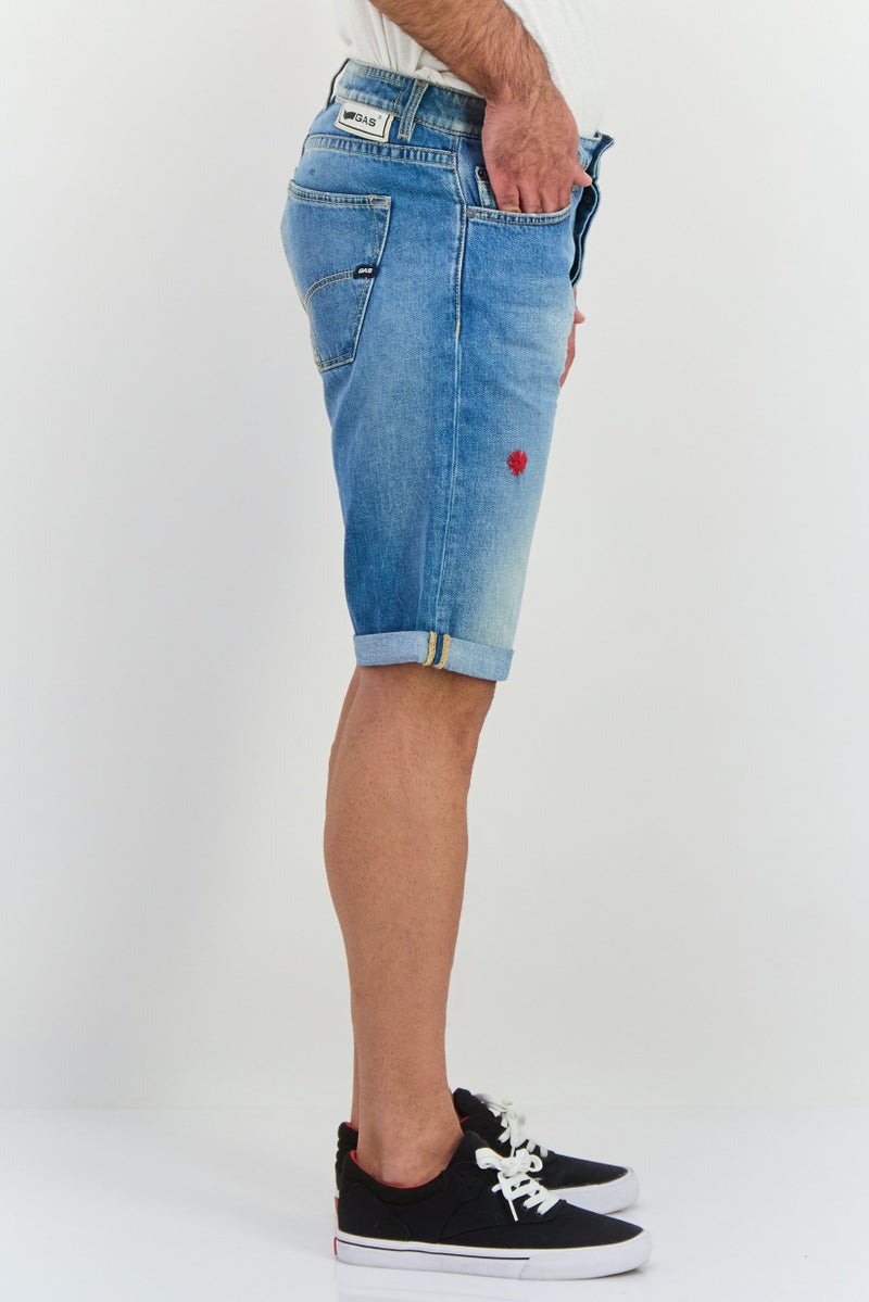 GAS Men Washed Denim Shorts, Washed Blue - Image 2