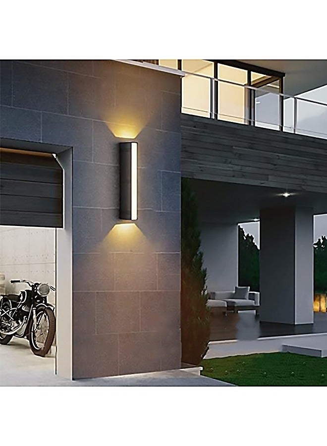 Rewell LED Outdoor Wall Light Ip65 Waterproof Garden Light Outdoor Wall Porch Light Three-Way Luminous Spotlight up and down Lighting Spotlight Modern Simple Lighting Fixture Matte Black Wall Light for Stairs Aisle Corridor Villa Garden - Image 1