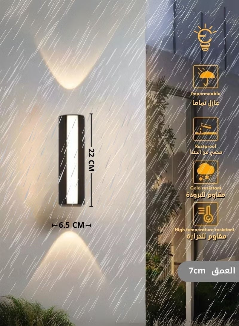 Rewell LED Outdoor Wall Light Ip65 Waterproof Garden Light Outdoor Wall Porch Light Three-Way Luminous Spotlight up and down Lighting Spotlight Modern Simple Lighting Fixture Matte Black Wall Light for Stairs Aisle Corridor Villa Garden - Image 5